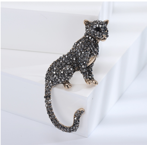 GamTelightpe Broche Léopard Zirons Noir et Bleu Accessoires pour Hommes et Femmes 