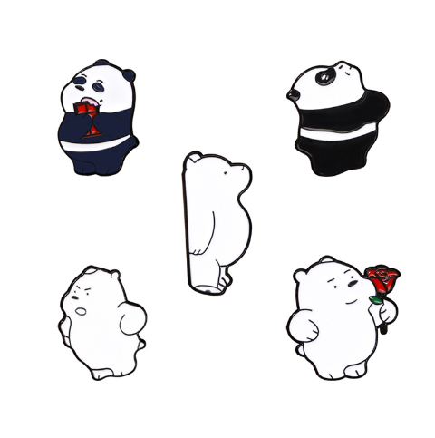 Gamtelightpe Lot de 5 Broches Panda et Ours Polaire en Émail Dessin Animé,Pins Badge pour Vêtements Écharpe Robe pour Femme Homme Cadeau pour Noël